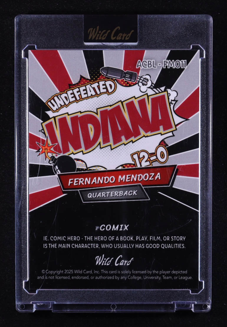 Fernando Mendoza 2025 Wild Card Comix Indiana #ACBL-FM011 #1/1 RC ...