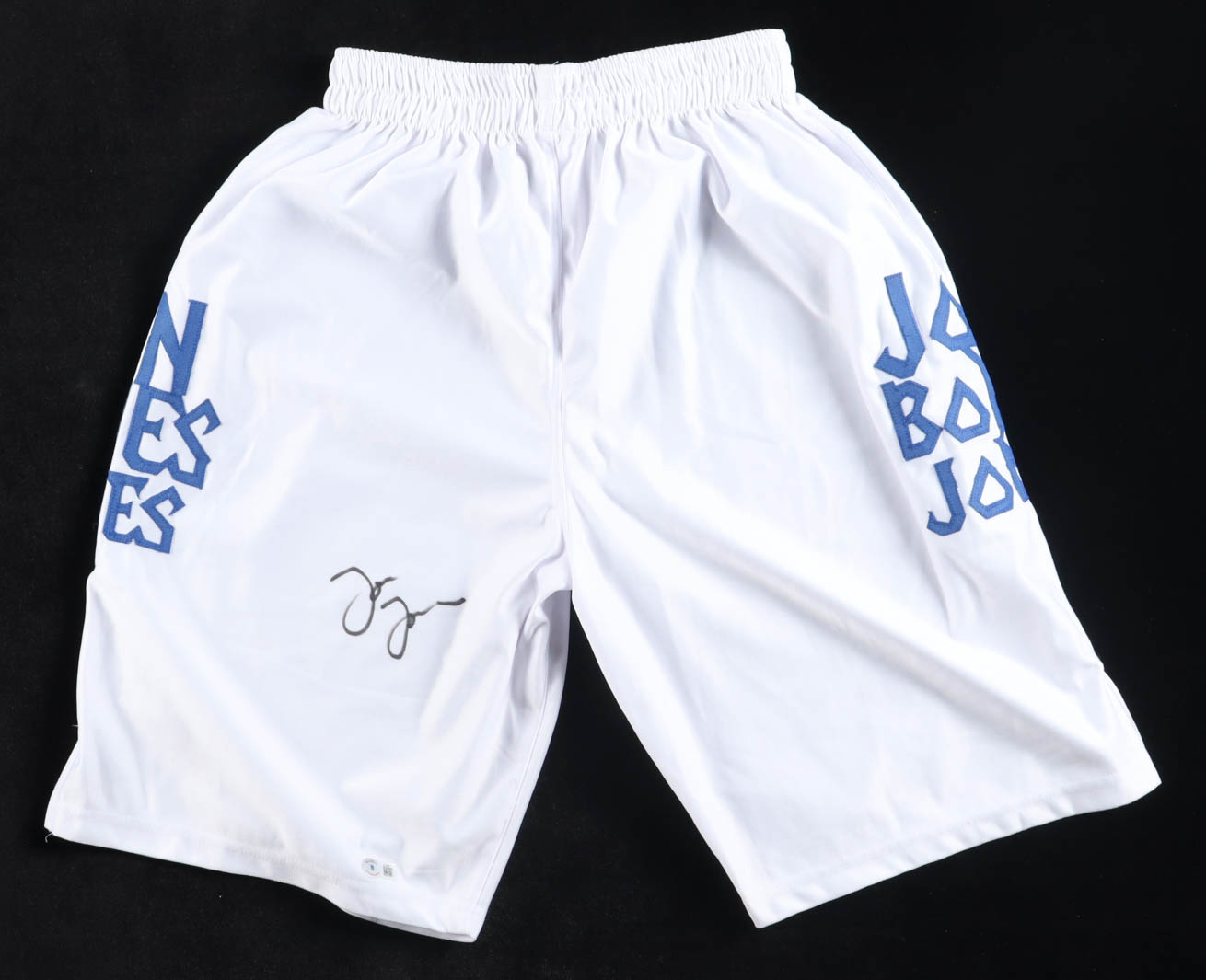 Jon "Bones" Jones Signed Boxing Trunks (Beckett) at PristineAuction.com Jon "Bones" Jones Signed Boxing Trunks (Beckett) at PristineAuction.com