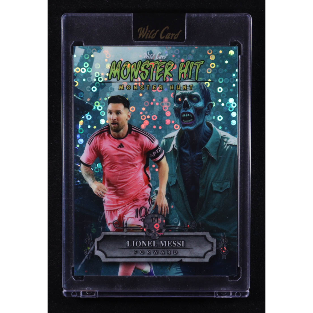 Lionel Messi 2025 Wild Card Haunted Hits Monster Hunt Cemetery Zombie Disco Aqua #MHCZLM #1/1 at PristineAuction.com