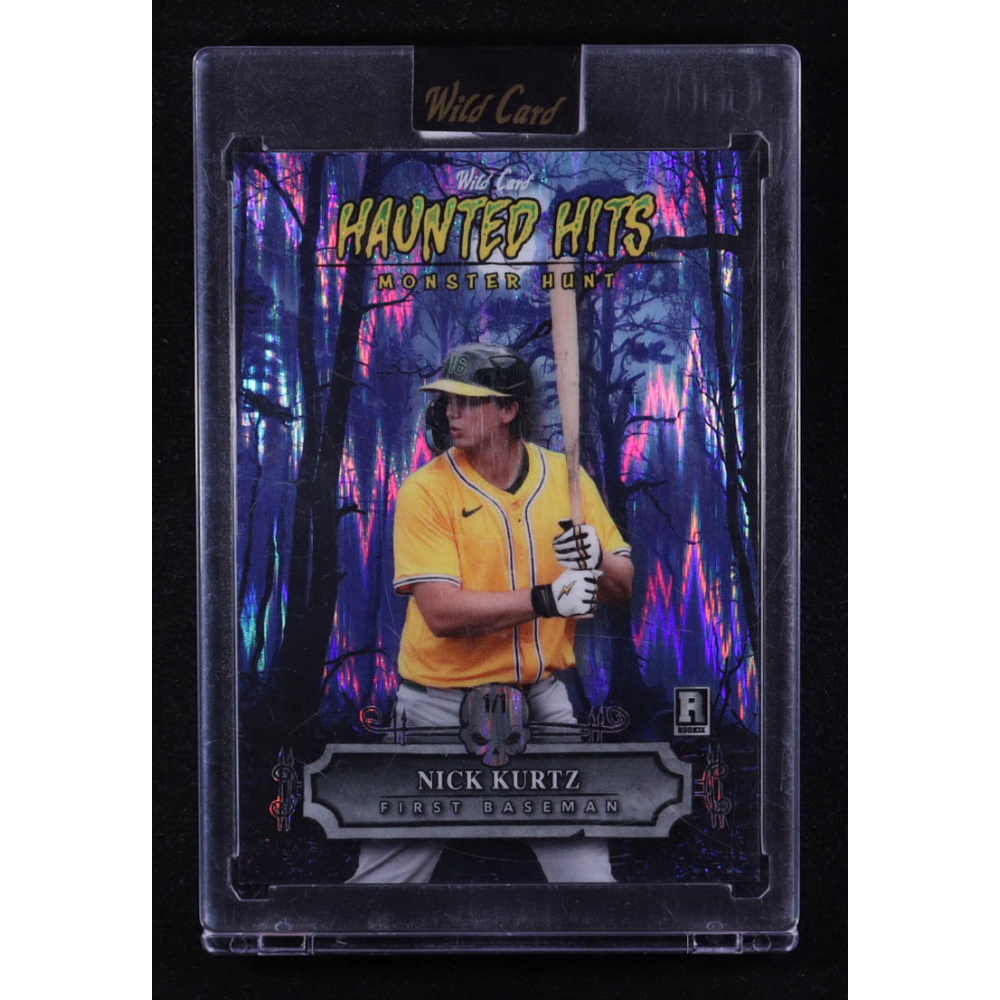 Nick Kurtz 2025 Wild Card Haunted Hits Monster Hunt Haunted Woods Shock Blue #HHWNK #1/1 RC at PristineAuction.com