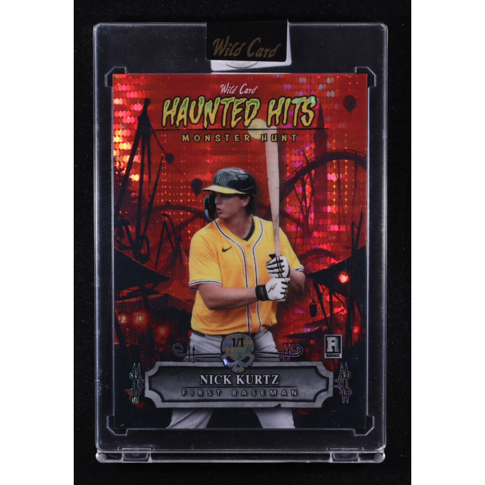 Nick Kurtz 2025 Wild Card Haunted Hits Monster Hunt Carnival Pulsar Red #HHCANK #1/1 RC at PristineAuction.com