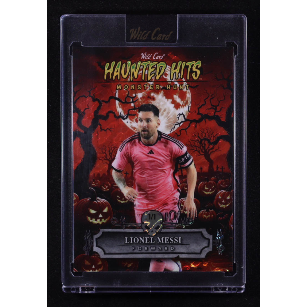Lionel Messi 2025 Wild Card Haunted Hits Monster Hunt Pumpkin Red #HHPLM #1/1 at PristineAuction.com