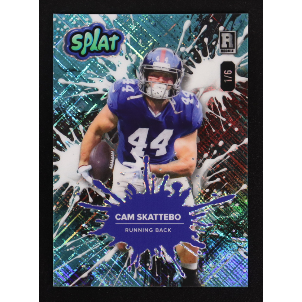 Cam Skattebo 2025 Wild Card Splat Background 4 Teal Cross Hatch Foil #SBTEA04-CS #1/6 RC at PristineAuction.com