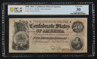 1864 Confederate States of America $500 Five Hundred Dollar Note (PCGS 30) at PristineAuction.com