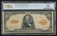 1922 United States of America $50 Fifty Dollar Gold Certificate Note (PCGS 15) at PristineAuction.com