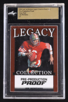 Joe Montana 2024 Leaf Joe Montana Legacy Base Auto Pre-Production Proof Clear Red #NNO #1/1 (Leaf Encapsulated) at PristineAuction.com