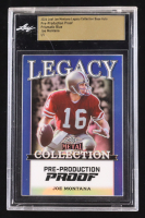 Joe Montana 2024 Leaf Joe Montana Legacy Base Auto Pre-Production Proof Prismatic Blue #NNO #1/1 (Leaf Encapsulated) at PristineAuction.com