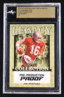 Joe Montana 2024 Leaf Joe Montana Legacy Base Auto Pre-Production Proof Super Prismatic Gold #NNO #1/1 (Leaf Encapsulated) at PristineAuction.com