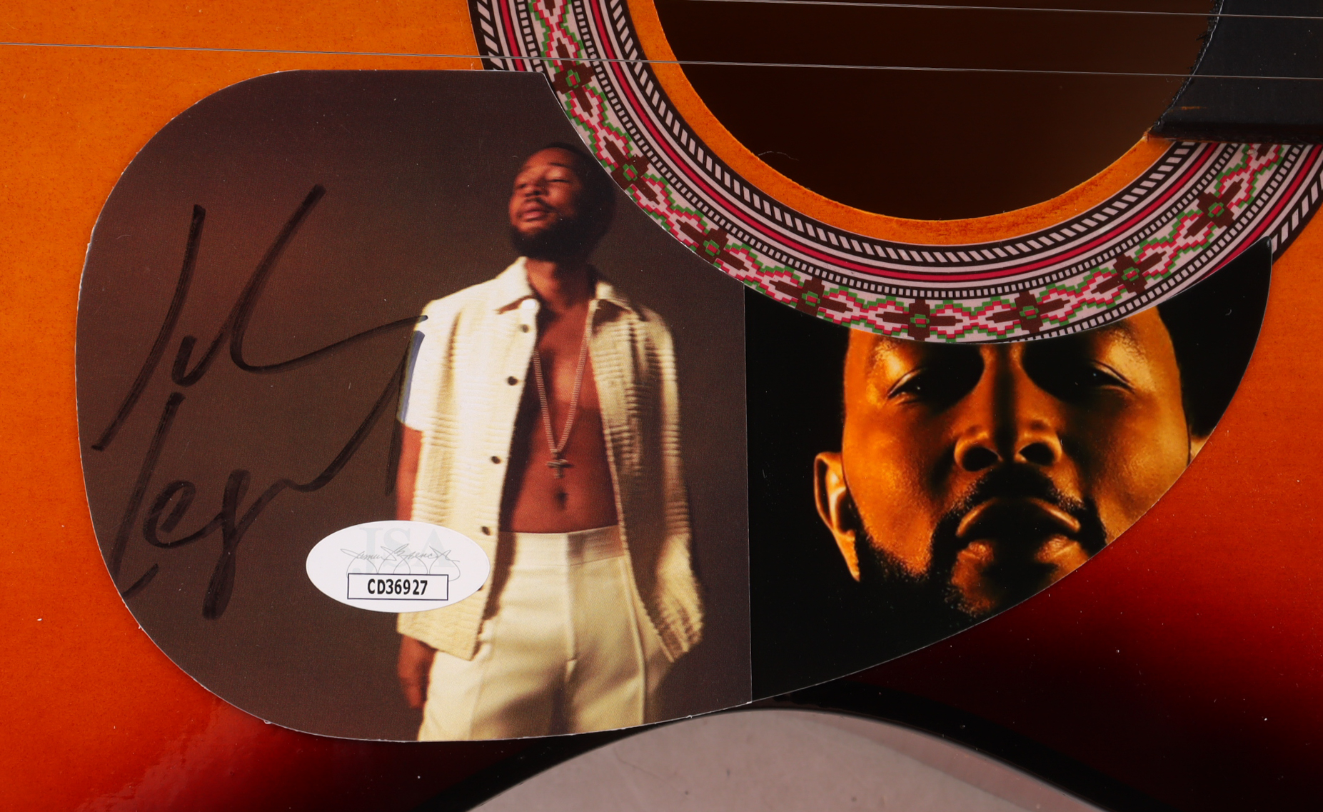 John Legend Guitar with Signed Custom Insert Pickguard (JSA) at PristineAuction.com John Legend Guitar with Signed Custom Insert Pickguard (JSA) at PristineAuction.com