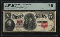 1907 United States of America $5 Five Dollar Note (PMG 20) at PristineAuction.com