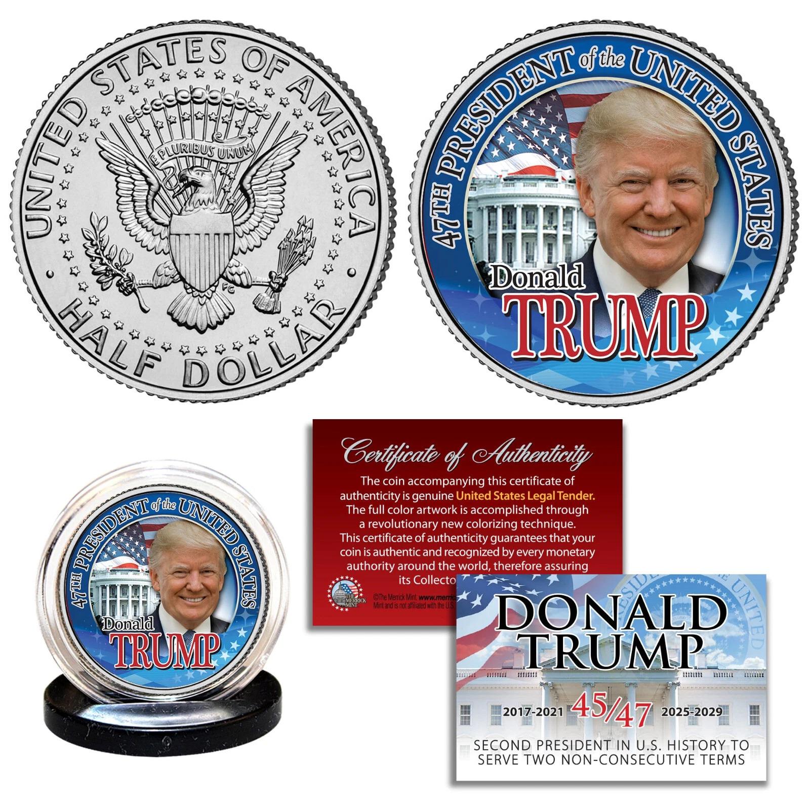 Donald Trump U.S. Genuine Legal Tender Colorized Kennedy Half Dollar Coin at PristineAuction.com Donald Trump U.S. Genuine Legal Tender Colorized Kennedy Half Dollar Coin at PristineAuction.com