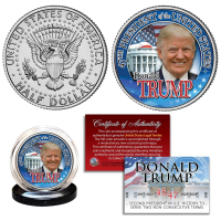 Donald Trump U.S. Genuine Legal Tender Colorized Kennedy Half Dollar Coin at PristineAuction.com