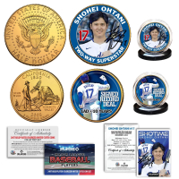 Shohei Ohtani Dodgers Set of (2) 24KT Gold Plated Coins at PristineAuction.com