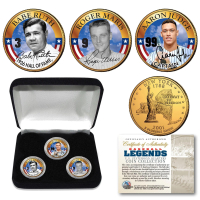 Babe Ruth / Roger Maris / Aaron Judge 24KT Gold Clad New York State Quarters Set Of (3) Coins with Display Box at PristineAuction.com