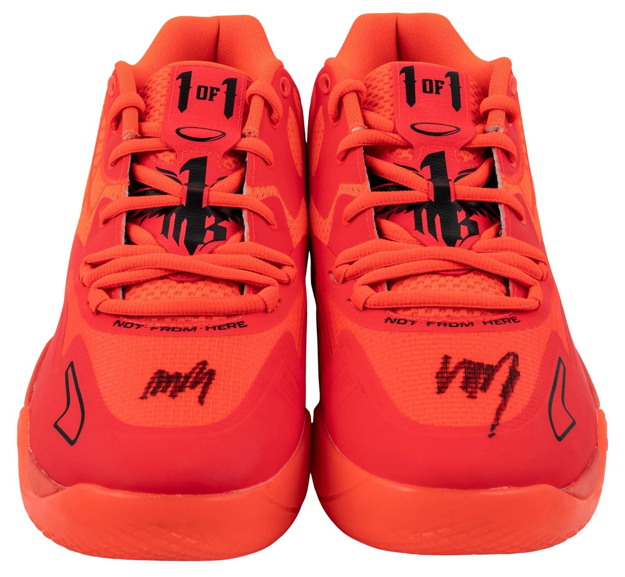 Lamelo Ball Signed Puma Not From Here Red Blast Shoes (JSA) at PristineAuction.com Lamelo Ball Signed Puma Not From Here Red Blast Shoes (JSA) at PristineAuction.com