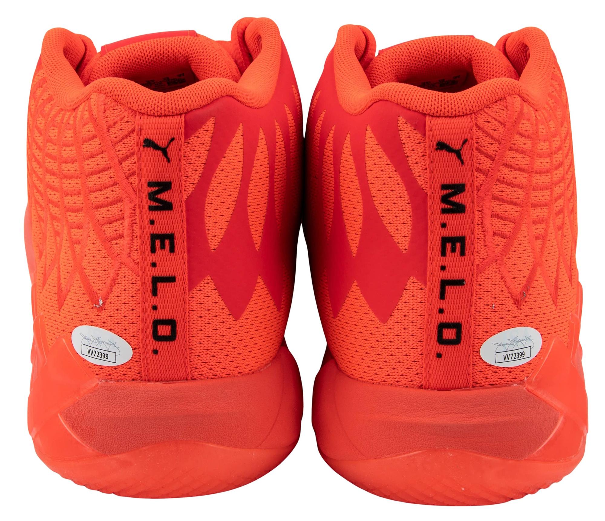 Lamelo Ball Signed Puma Not From Here Red Blast Shoes (JSA) at PristineAuction.com Lamelo Ball Signed Puma Not From Here Red Blast Shoes (JSA) at PristineAuction.com