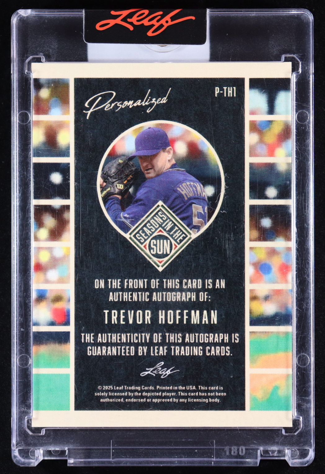 Trevor Hoffman 2025 Leaf Seasons in the Sun Personalized Autographs Crystal Oil Spill #PTH1 #07/10 at PristineAuction.com Trevor Hoffman 2025 Leaf Seasons in the Sun Personalized Autographs Crystal Oil Spill #PTH1 #07/10 at PristineAuction.com