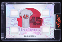 Bob Gibson 2025 Leaf Spectacular Uni4mity Quad Swatch Spectrum Silver #U5 #24/35 at PristineAuction.com