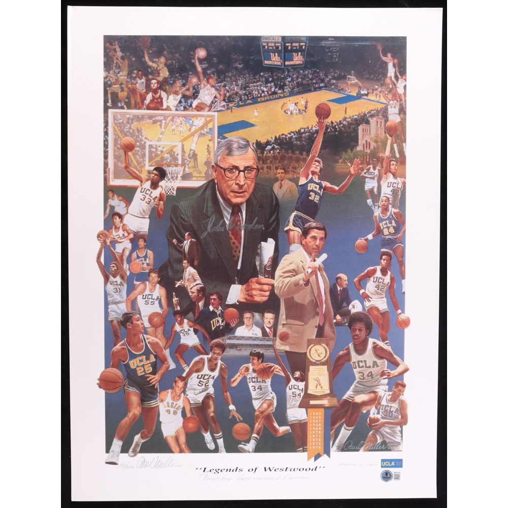 John Wooden Signed UCLA Bruins "Legends of Westwood" LE 18x24 Lithograph (Beckett) at PristineAuction.com