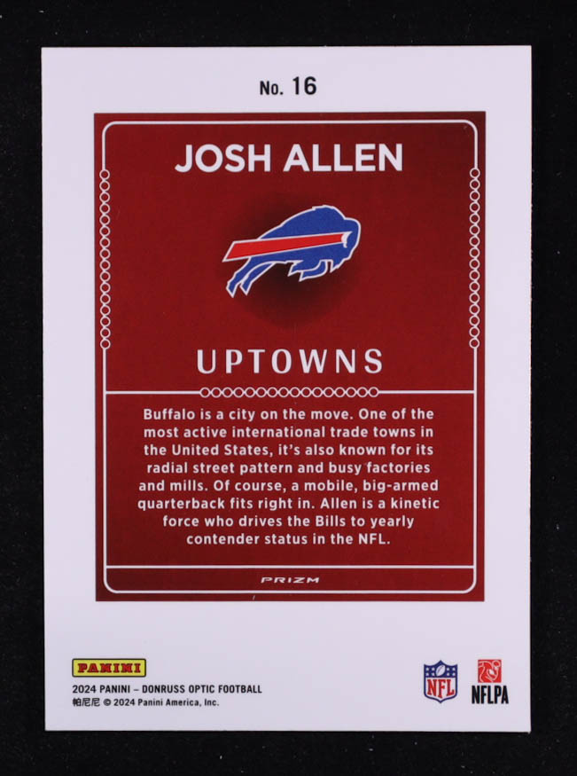 Josh Allen 2024 Donruss Optic Uptowns #16 at PristineAuction.com Josh Allen 2024 Donruss Optic Uptowns #16 at PristineAuction.com