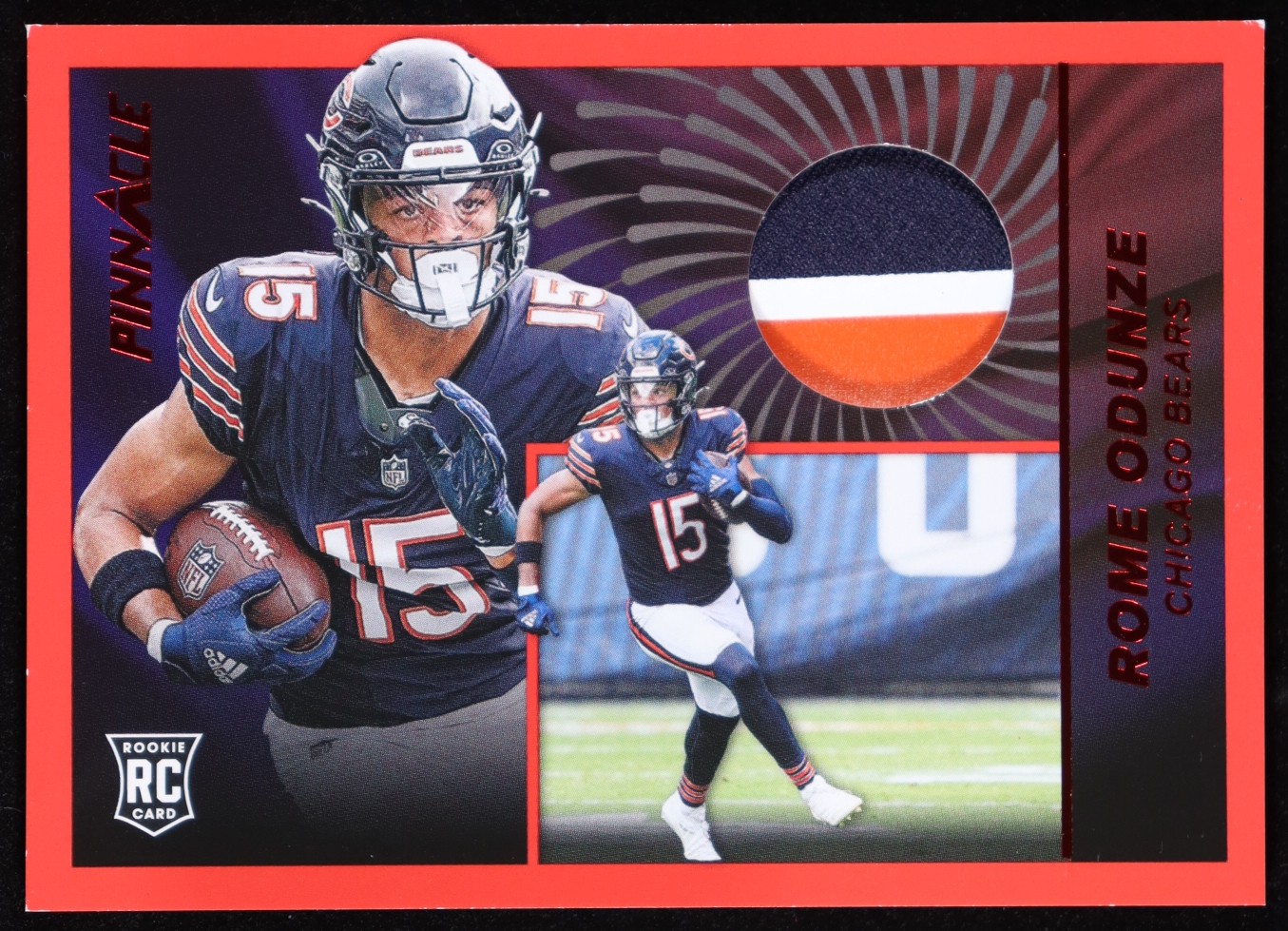 Rome Odunze 2024 Panini Encore Pinnacle Jerseys Red #17 RC #57/75 at PristineAuction.com Rome Odunze 2024 Panini Encore Pinnacle Jerseys Red #17 RC #57/75 at PristineAuction.com