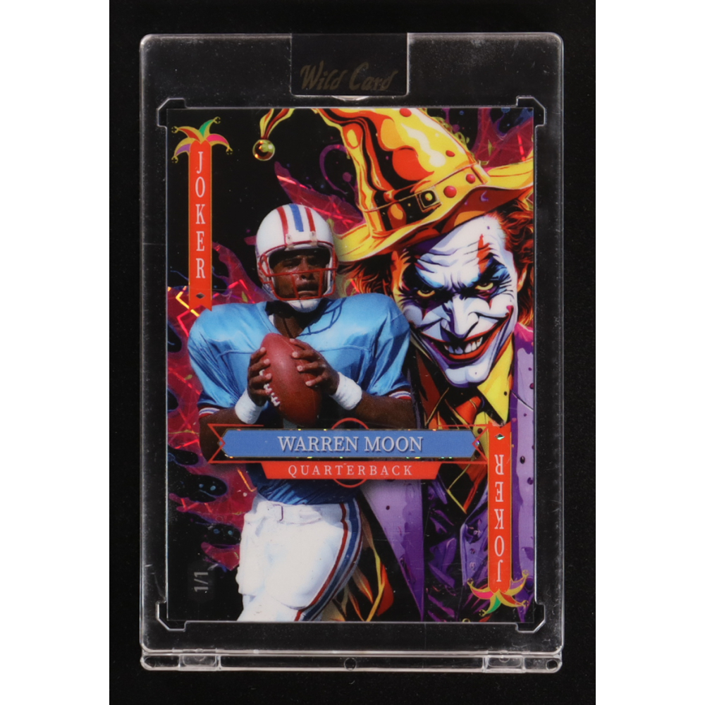 Warren Moon 2025 Wild Card Jokers Wild Joker Lazer #SDJWM-WMNq08 #1/1 at PristineAuction.com