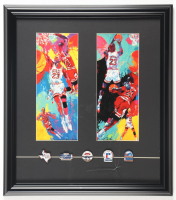 LeRoy Neiman "Michael 'Air' Jordan" Set of (2) Custom Framed Prints Display With (5) Jordan All Star Game Pins at PristineAuction.com