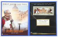 Pope Leo XIV Genuine Legal Tender Colorized U.S. $2.00 Two Dollar Bill Commemorative Edition Bank Note with Display Folder at PristineAuction.com