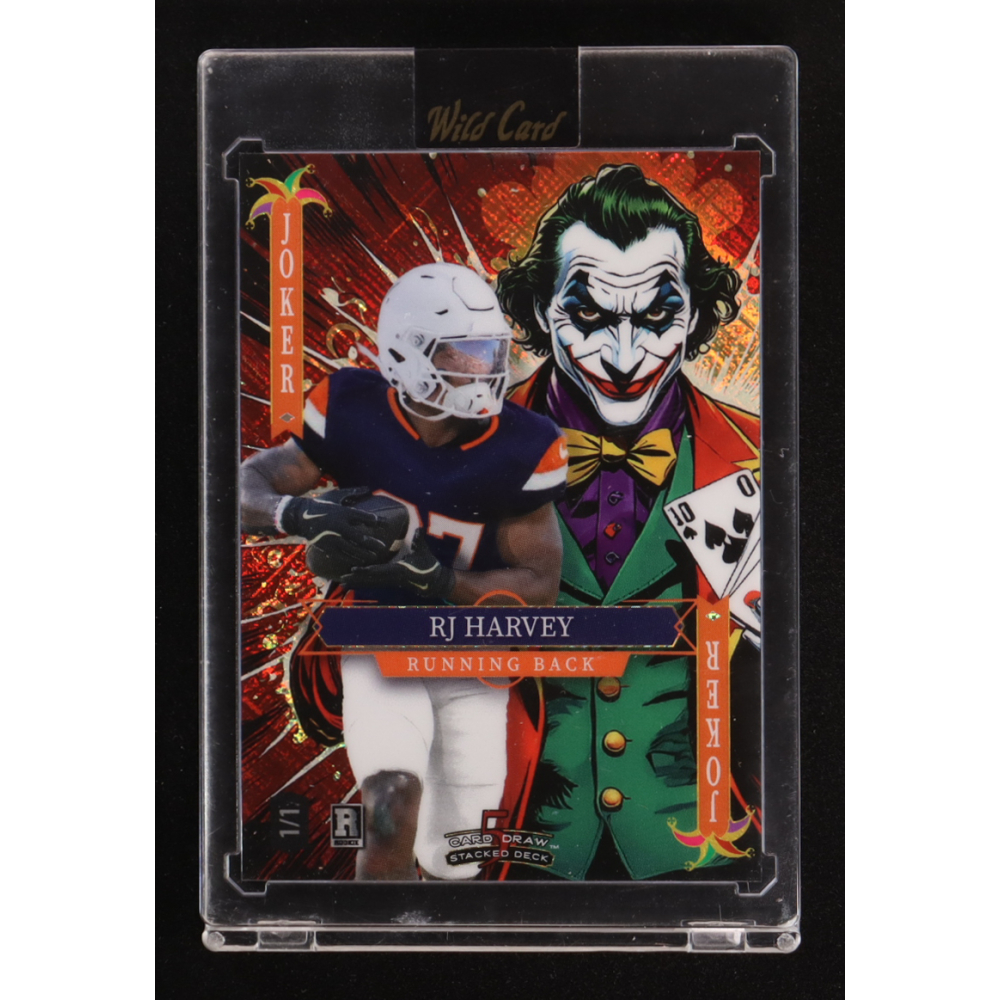 RJ Harvey 2025 Wild Card 5 Card Draw Stacked Deck Joker Cross Hatch Foil #SDJW-RHNr01 #1/1 RC at PristineAuction.com