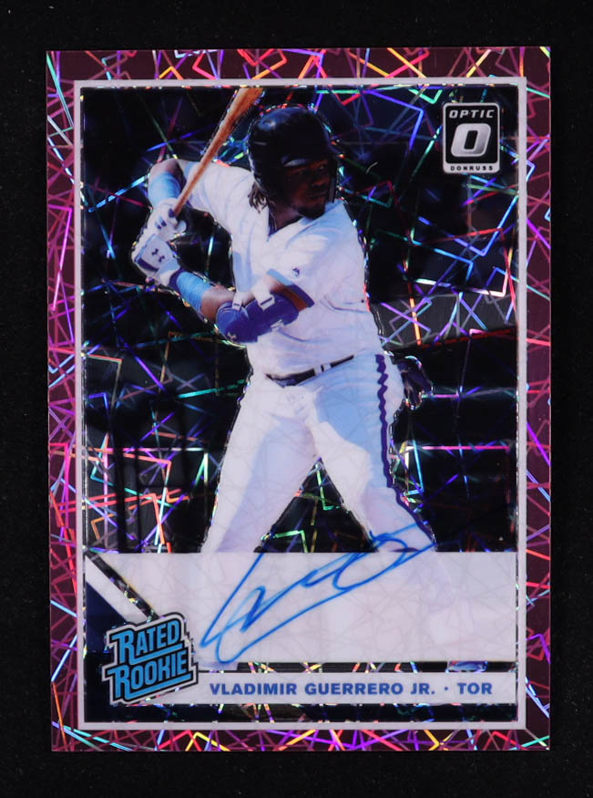 Vladimir Guerrero Jr. 2019 Donruss Optic Rated Rookies Signatures Pink Velocity #47 RC at PristineAuction.com Vladimir Guerrero Jr. 2019 Donruss Optic Rated Rookies Signatures Pink Velocity #47 RC at PristineAuction.com