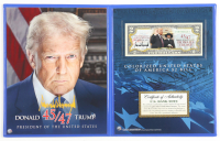 Donald Trump Genuine Legal Tender Colorized U.S. $2.00 Two Dollar Bill Commemorative Edition Bank Note with Folder at PristineAuction.com