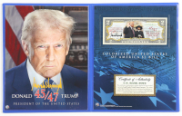 Donald Trump Genuine Legal Tender Colorized U.S. $2.00 Two Dollar Bill Commemorative Edition Bank Note with Folder at PristineAuction.com