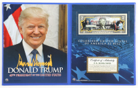 Donald Trump Genuine Legal Tender Colorized U.S. $2.00 Two Dollar Bill Commemorative Edition Bank Note with Folder at PristineAuction.com