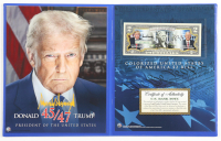 Donald Trump Genuine Legal Tender Colorized U.S. $2.00 Two Dollar Bill Commemorative Edition Bank Note with Folder at PristineAuction.com