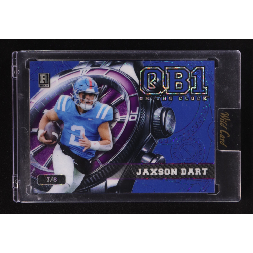Jaxson Dart 2024 Wild Card QB1 On The Clock Blue Purple Kaleidoscope #OCW-BL-JD3 #7/8 RC at PristineAuction.com