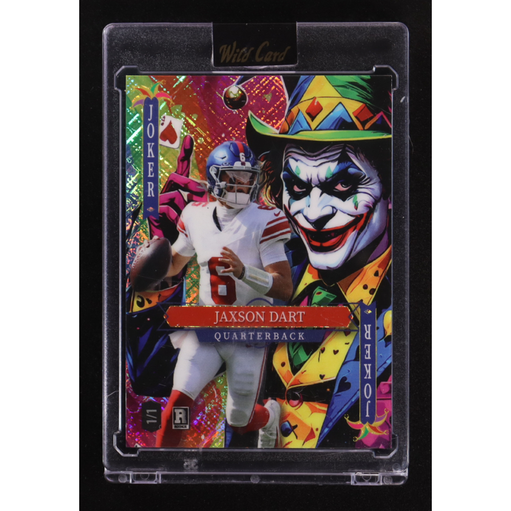 Jaxson Dart 2025 Wild Card Jokers Wild Joker Cross Hatch Foil #SDJWM-JDNc10 #1/1 RC at PristineAuction.com