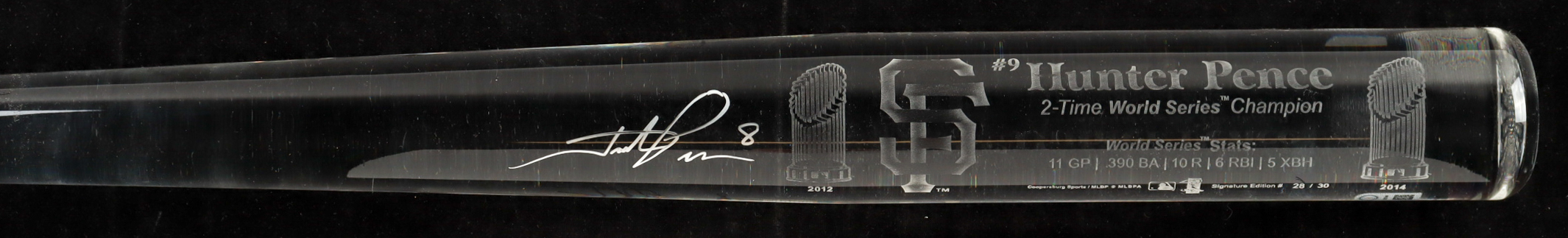 Hunter Pence Signed Giants Acrylic Commemorative Baseball Bat (JSA & USA SM) at PristineAuction.com Hunter Pence Signed Giants Acrylic Commemorative Baseball Bat (JSA & USA SM) at PristineAuction.com