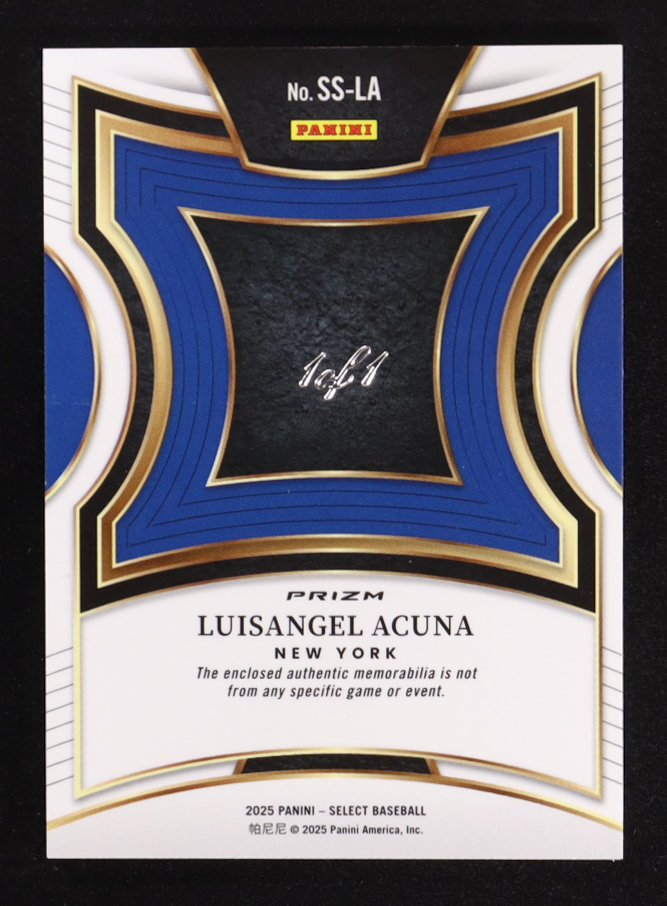 Luisangel Acuna 2025 Select Selective Swatches Gold Vinyl Prizms #31 #1/1 RC at PristineAuction.com Luisangel Acuna 2025 Select Selective Swatches Gold Vinyl Prizms #31 #1/1 RC at PristineAuction.com
