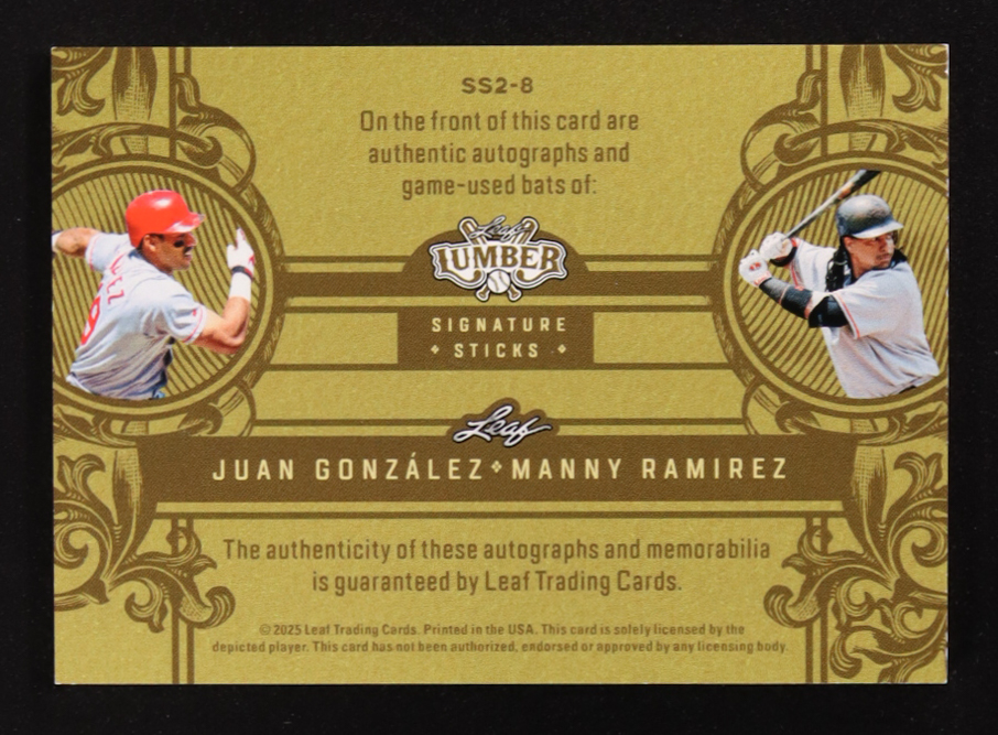 Juan Gonzalez / Manny Ramirez 2025 Leaf Lumber Signature Sticks #SS2-8 #3/4 at PristineAuction.com Juan Gonzalez / Manny Ramirez 2025 Leaf Lumber Signature Sticks #SS2-8 #3/4 at PristineAuction.com