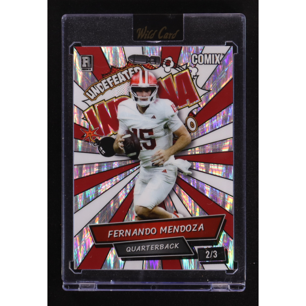 Fernando Mendoza 2025 Wild Card Comix INDIANA Silver White & Red Stealth #ACBL-FM011 #2/3 RC at PristineAuction.com