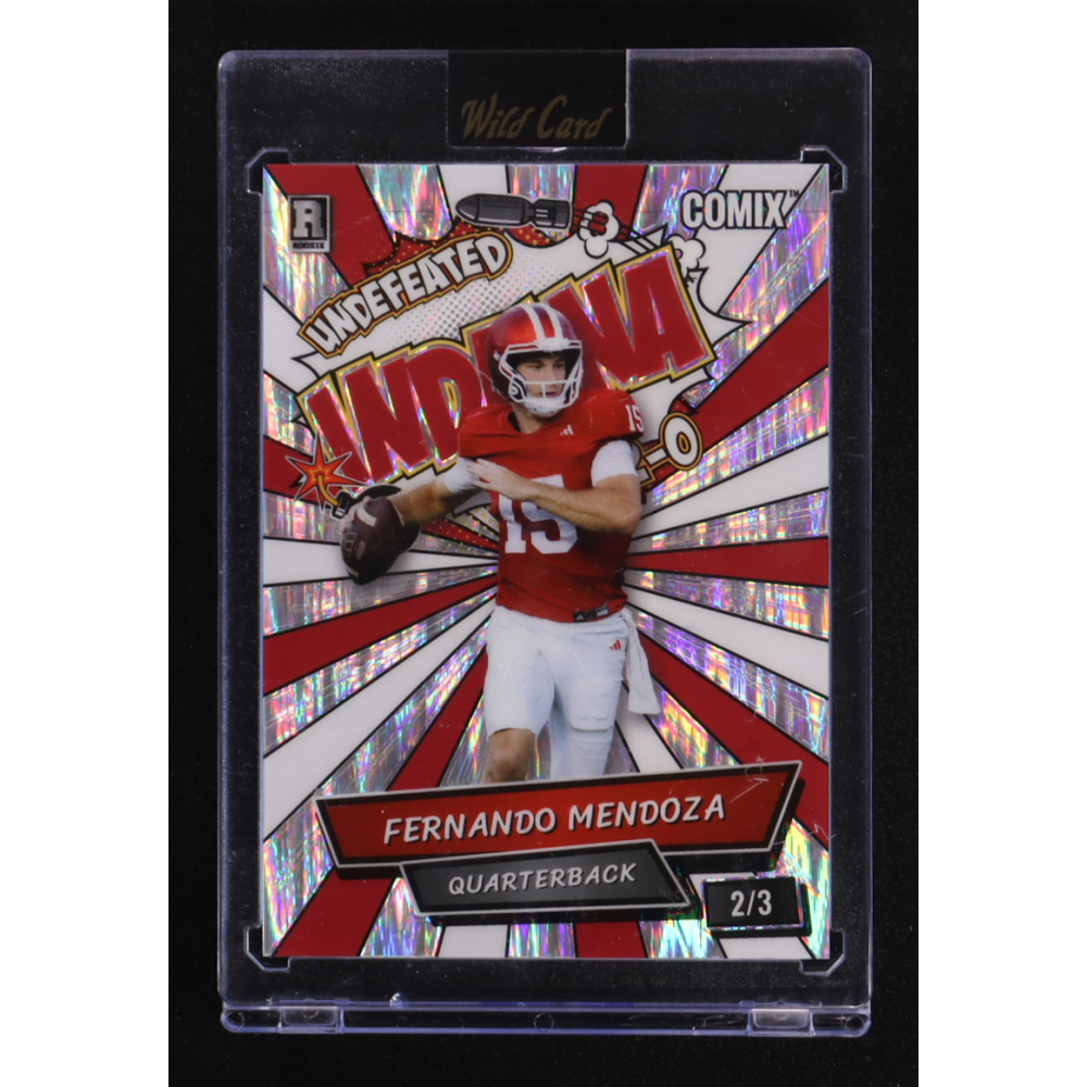 Fernando Mendoza 2025 Wild Card Comix INDIANA Silver White & Red Stealth #ACBL-FM09 #2/3 RC at PristineAuction.com