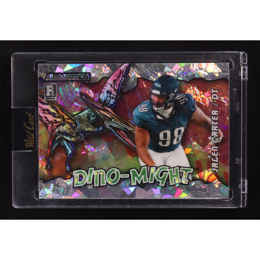 Jalen Carter 2023 Wild Card Alumination Dino-Might Pterodactyl Silver Crystal #ADJC #02/10 RC at PristineAuction.com
