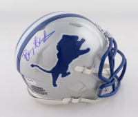 Barry Sanders Signed Lions Throwback Alternate Speed Mini Helmet (Schwartz) at PristineAuction.com