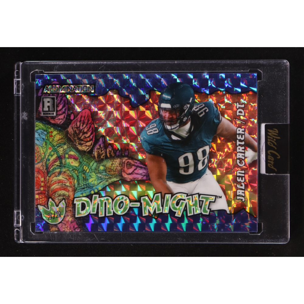 Jalen Carter 2023 Wild Card Alumination Dino-Might Stegosaurus Blue Mosaic #ADJC #2/2 RC at PristineAuction.com