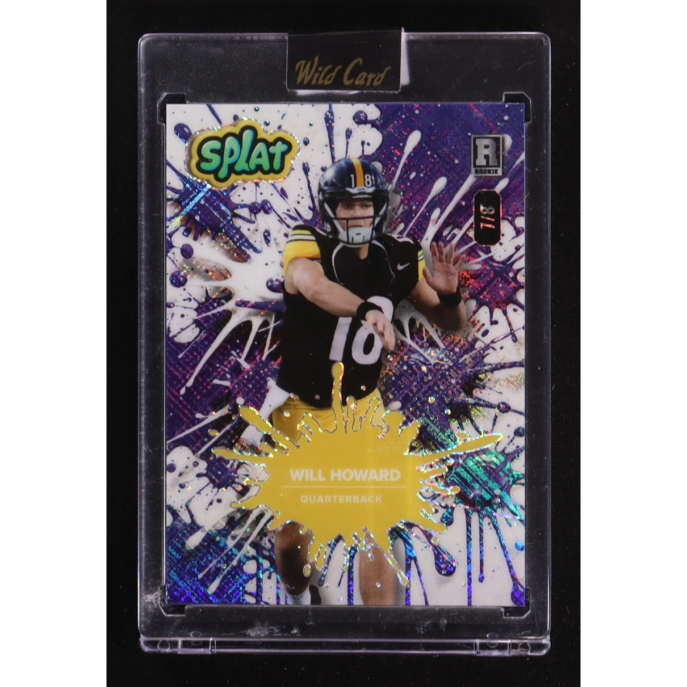 Will Howard 2025 Wild Card Splat Background 3 Blue Cross Hatch Foil #SBBLU03-WH #7/8 RC at PristineAuction.com