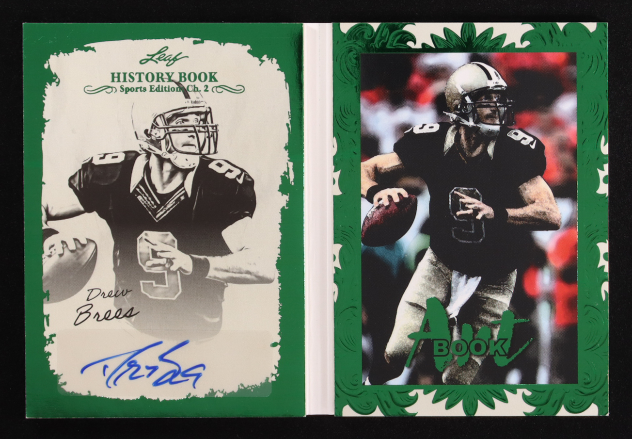Drew Brees 2025 Leaf History Book Sports Edition Chapter 2 Art Book Green #ABDB1 #1/2 at PristineAuction.com Drew Brees 2025 Leaf History Book Sports Edition Chapter 2 Art Book Green #ABDB1 #1/2 at PristineAuction.com
