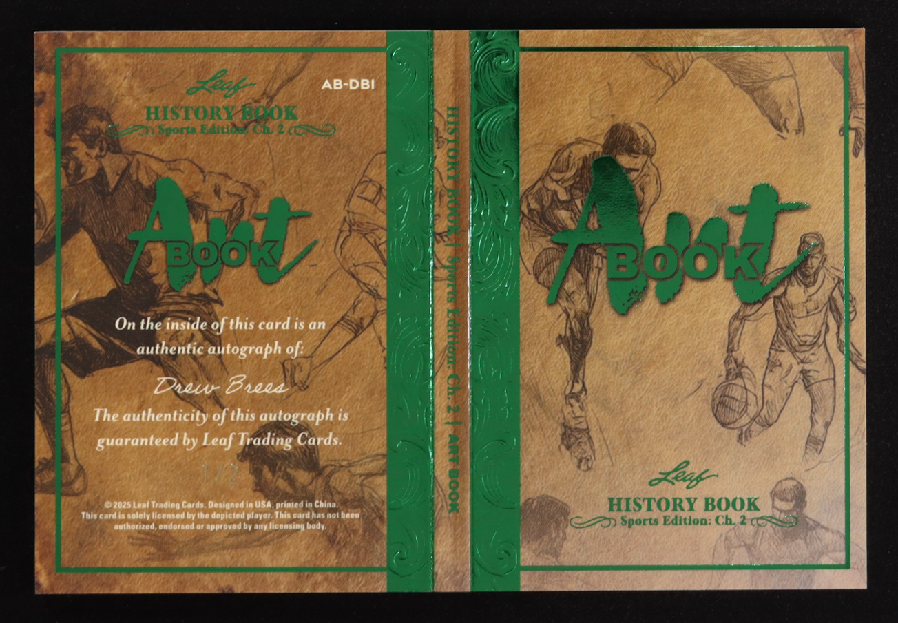 Drew Brees 2025 Leaf History Book Sports Edition Chapter 2 Art Book Green #ABDB1 #1/2 at PristineAuction.com Drew Brees 2025 Leaf History Book Sports Edition Chapter 2 Art Book Green #ABDB1 #1/2 at PristineAuction.com