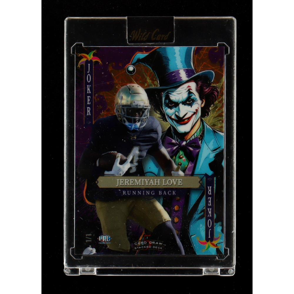 Jeremiyah Love 2025 Wild Card 5 Card Draw Stacked Deck Joker Orange & Purple Laser #JLNo06 RC #1/1 at PristineAuction.com