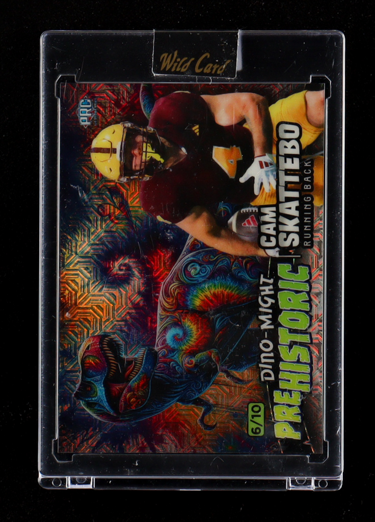 Cam Skattebo 2024 Wild Card Alumination Dino-Might Prehistoric T-Rex Mojo Tie Dye #CS RC #6/10 at PristineAuction.com Cam Skattebo 2024 Wild Card Alumination Dino-Might Prehistoric T-Rex Mojo Tie Dye #CS RC #6/10 at PristineAuction.com