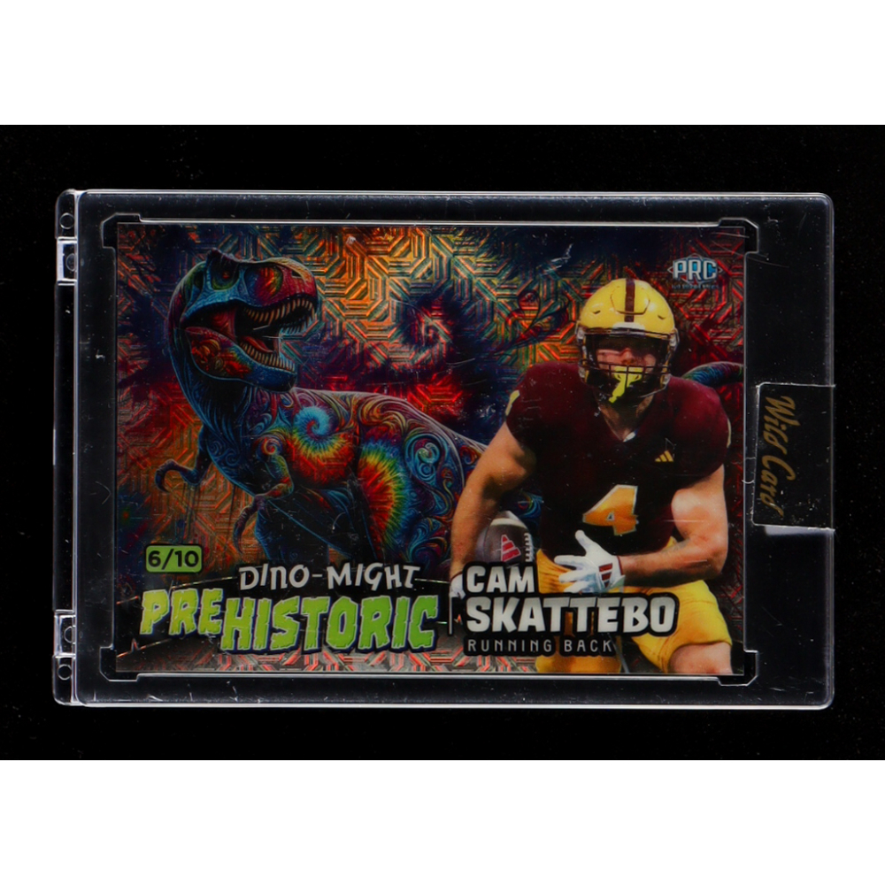 Cam Skattebo 2024 Wild Card Alumination Dino-Might Prehistoric T-Rex Mojo Tie Dye #CS RC #6/10 at PristineAuction.com